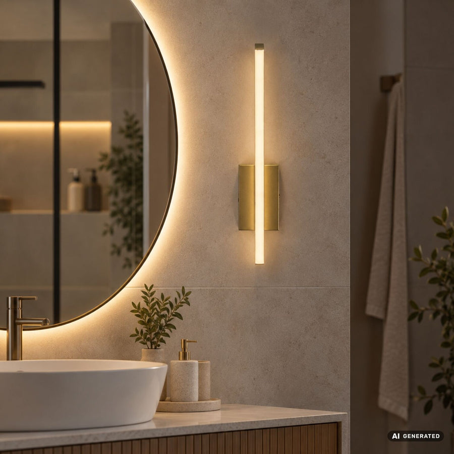 Tilmann wandlamp voor binnen, goudkleurig, LED 10 W, 550 lm, 4000 K, H 36 cm, IP44, aanraakbediening, 75089