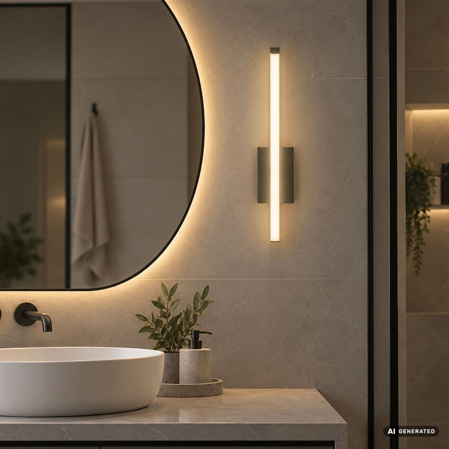 Tilmann wandlamp voor binnen, gunmetal, LED 10 W, 550 lm, 4000 K, H 36 cm, IP44, aanraakbediening, 75.000