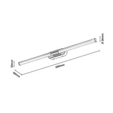 Tenebra wandlamp voor binnen, LED 8 W, 1000 lm, 4000 K, L 60 cm, IP44, chroom, 75095