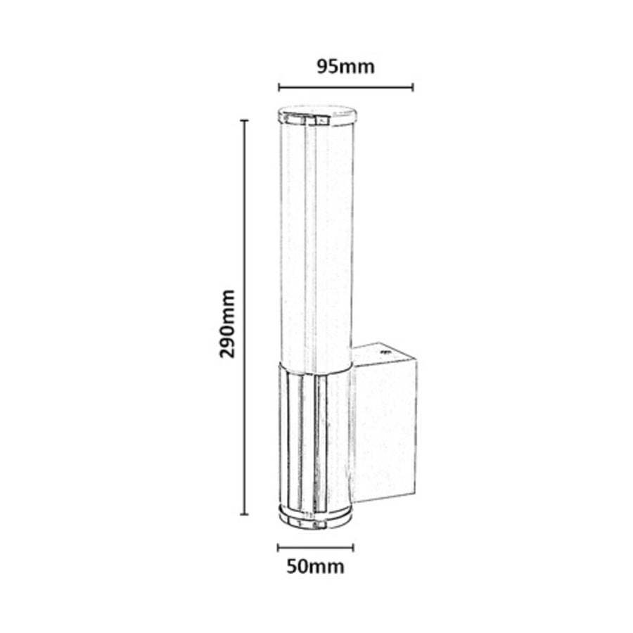 Tenero wandlamp voor binnen, LED 6 W, 4000 K, 600 lm, H 29 cm, chroom, IP44, 75100