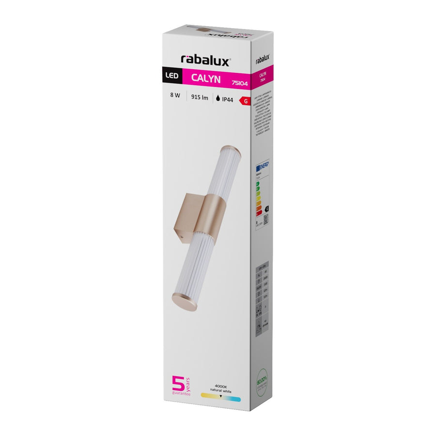 Badkamerwandlamp, Calyn, LED 8 W, 4000 K, 620 lm, L 40 cm, goudkleurig, IP44, 75104
