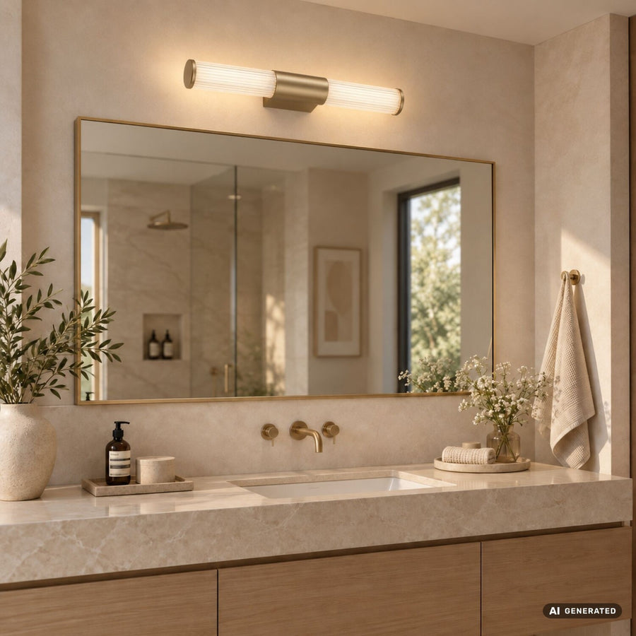 Badkamerwandlamp, Calyn, LED 8 W, 4000 K, 620 lm, L 40 cm, goudkleurig, IP44, 75104