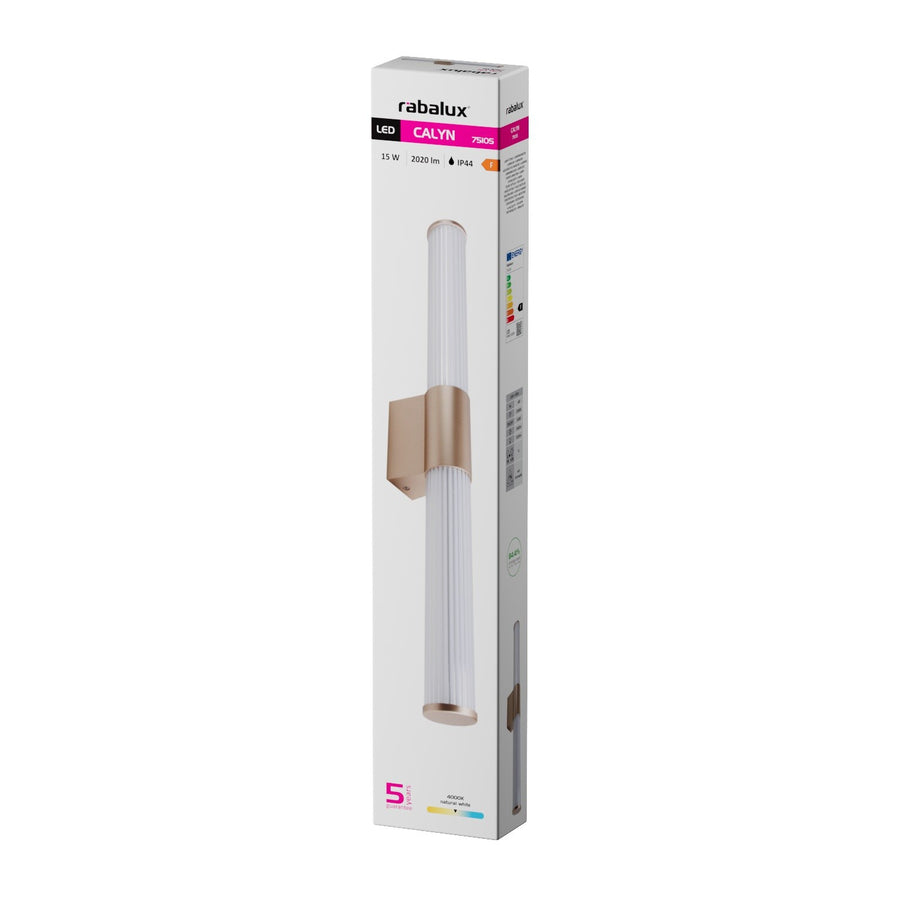 Badkamerwandlamp, Calyn, LED 15 W, 4000 K, 1450 lm, L 60 cm, goudkleurig, IP44, 75105