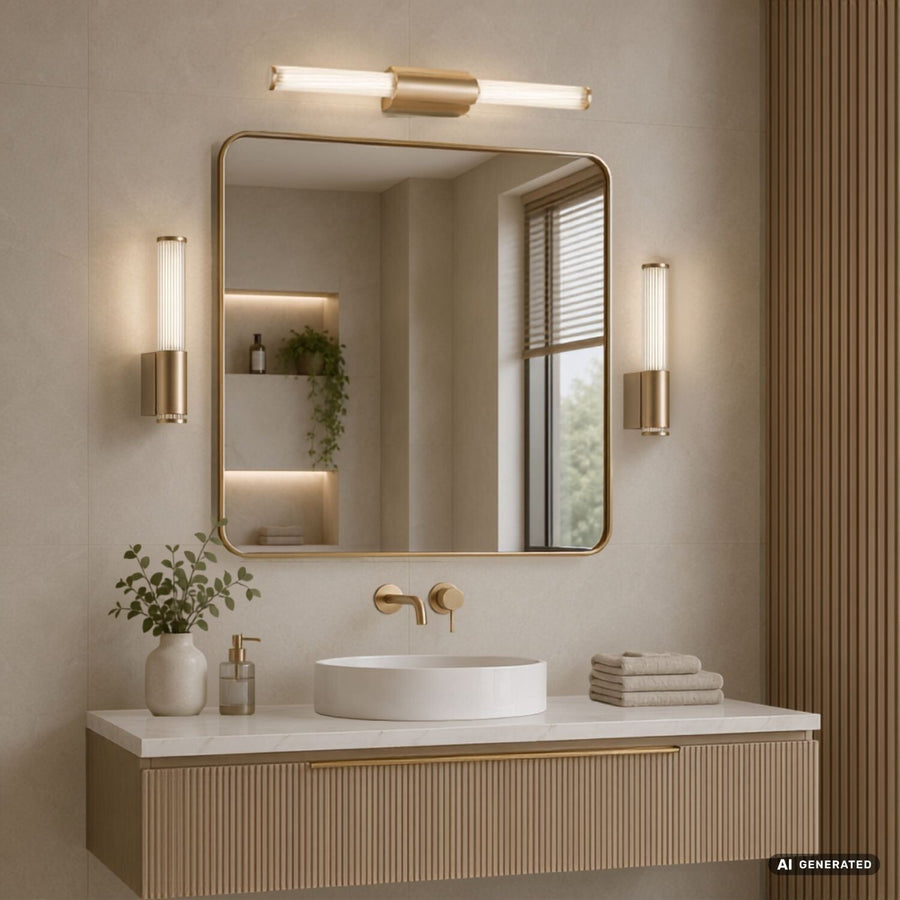 Badkamerwandlamp, Calyn, LED 15 W, 4000 K, 1450 lm, L 60 cm, goudkleurig, IP44, 75105