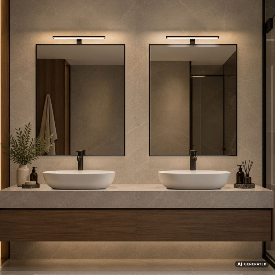 Badkamerwandlamp, Seyra, LED 8 W, 4000 K, 650 lm, L 40 cm, zwart, IP44, 75112