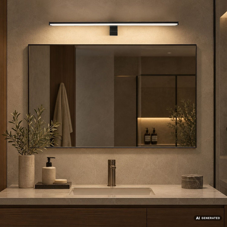 Badkamerwandlamp, Seyra, LED 12 W, 4000 K, 910 lm, L 60 cm, zwart, IP44, 75113