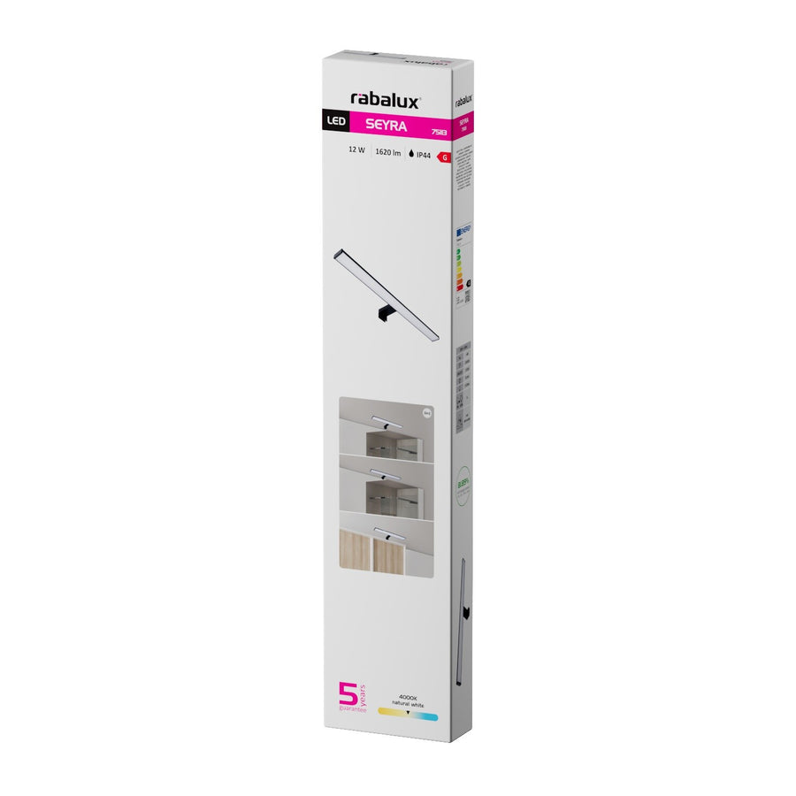 Badkamerwandlamp, Seyra, LED 12 W, 4000 K, 910 lm, L 60 cm, zwart, IP44, 75113