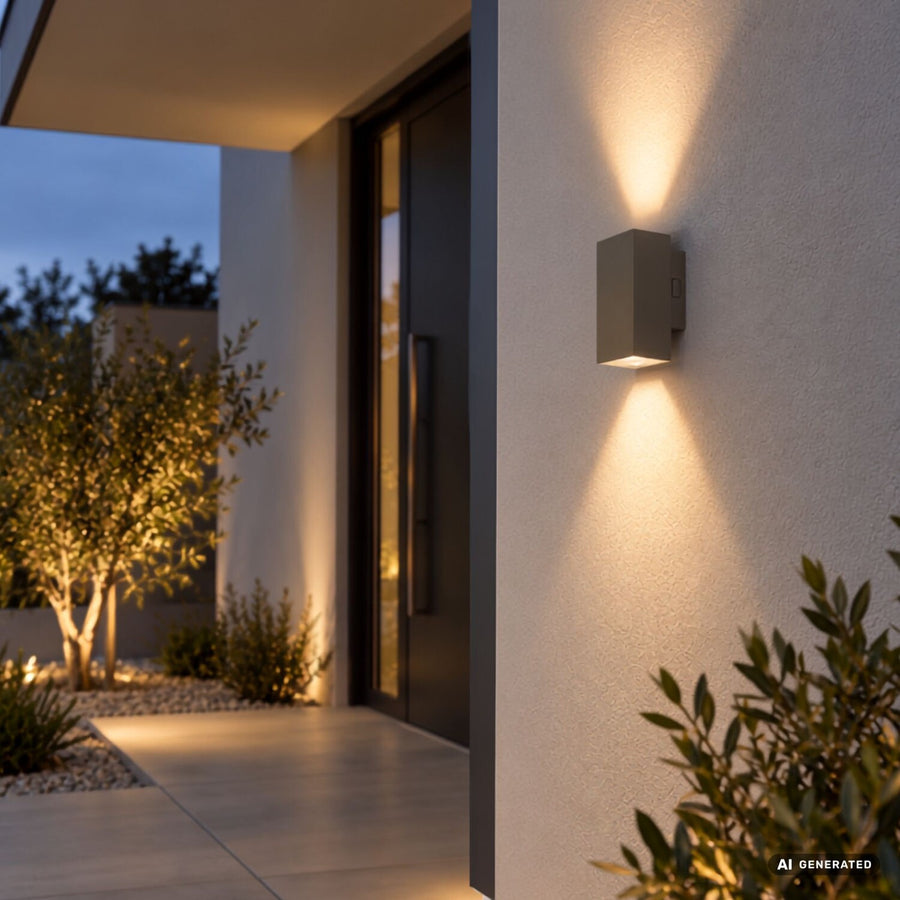 Buitenwandlamp, Urfa, LED 18 W, 1800 lm, lichtkleur 2700, 4000, 6500 K, H 16 cm, IP65, grijs-beige, 77215