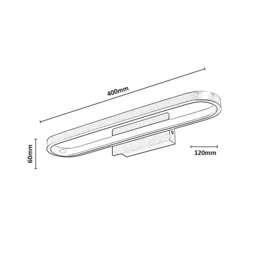 Badkamerwandlamp, Odran, LED 15 W, 1200 lm, 4000 K, L 40 cm, gunmetal, IP44, 75114