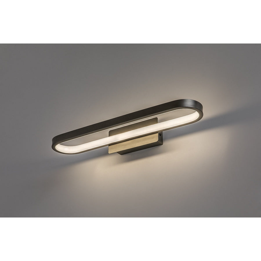 Badkamerwandlamp, Odran, LED 15 W, 1200 lm, 4000 K, L 40 cm, gunmetal, IP44, 75114