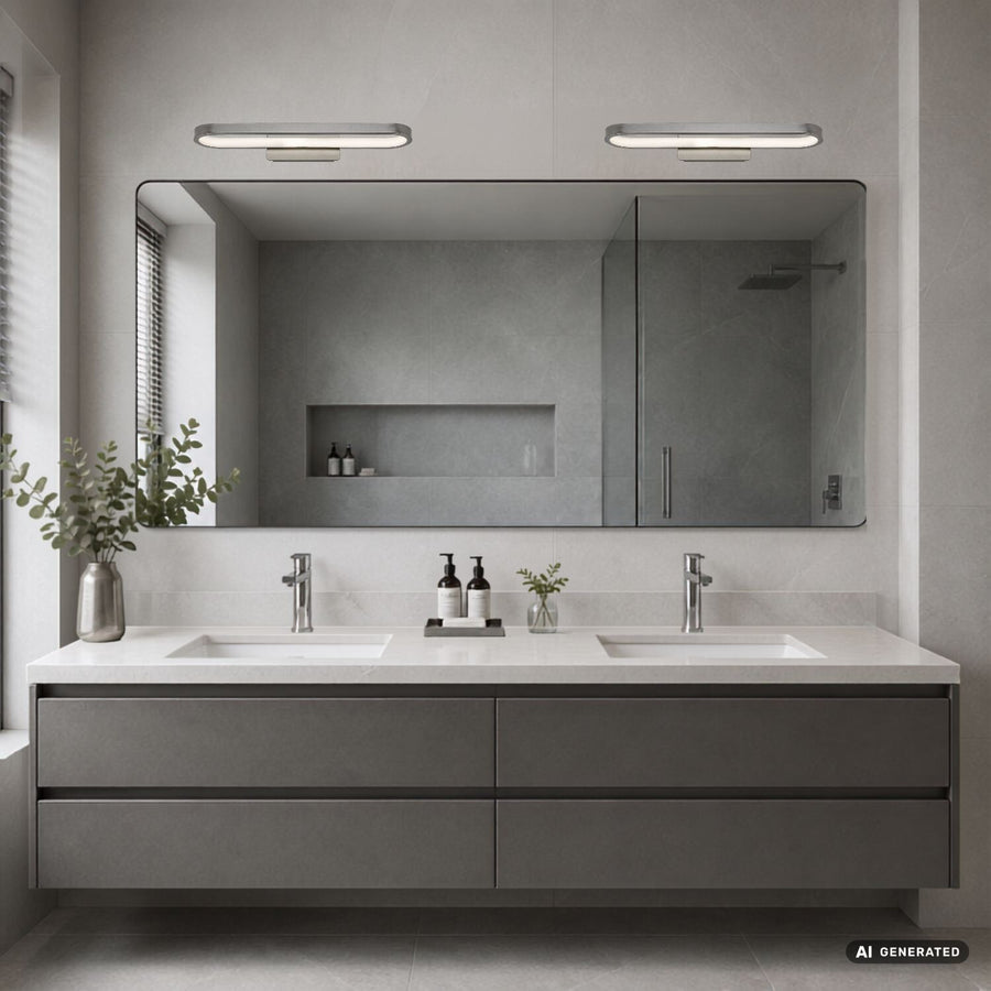 Badkamerwandlamp, Odran, LED 15 W, 1200 lm, 4000 K, L 40 cm, gunmetal, IP44, 75114