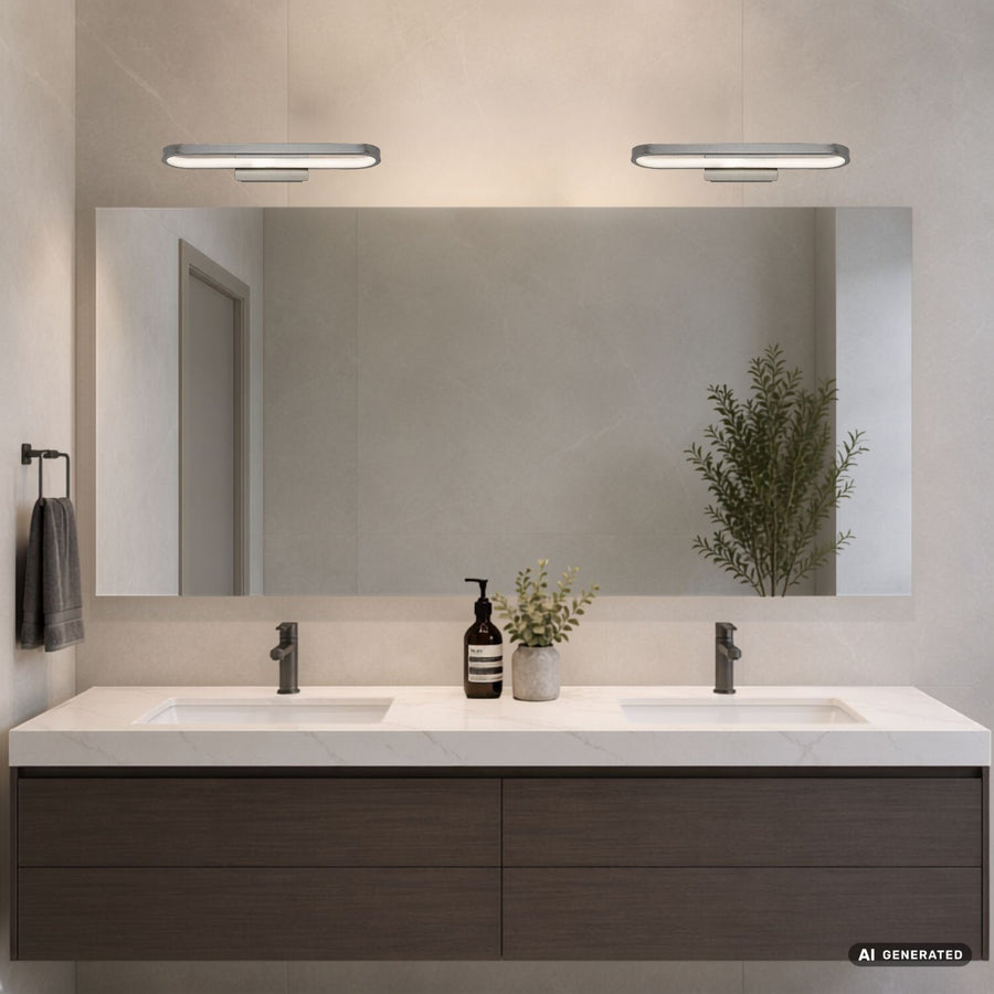 Badkamerwandlamp, Odran, LED 15 W, 1200 lm, 4000 K, L 40 cm, gunmetal, IP44, 75114