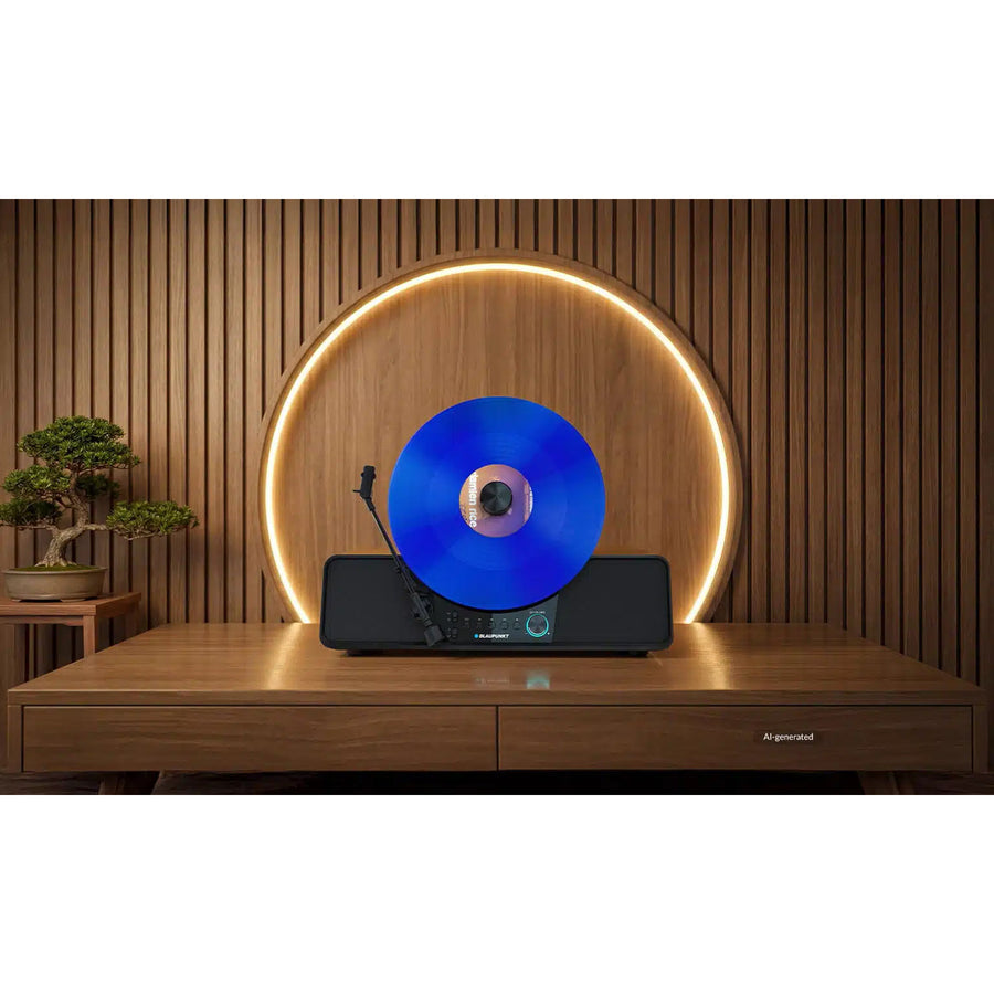 Blaupunkt automatische vinylplatenspeler, verticaal model, BT, USB, Audio-Technica-element, geschikt voor 7"- en 12"-platen, Varsovia VT200BT