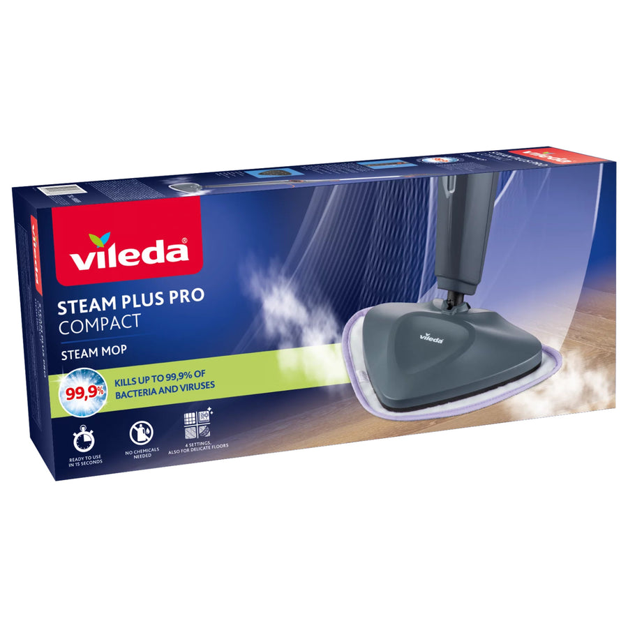 Vileda Steam Plus Pro-stoommop, doodt 99,9% van de bacteriën, warmt snel op, geschikt voor alle soorten vloeren, 180839