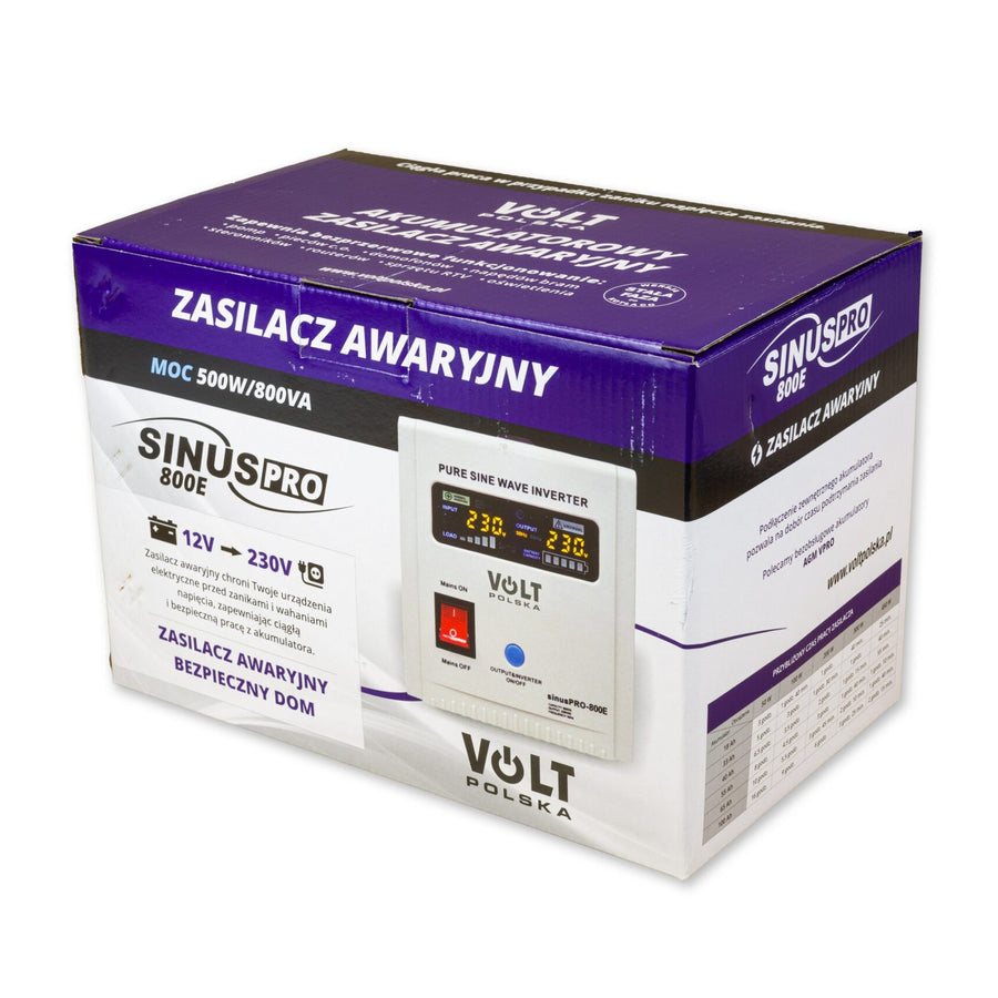 Noodstroomvoorziening Sinus Pro 800 E, 12/230 V, continu vermogen 500 W, totaal vermogen 800 VA, 3SP080012E