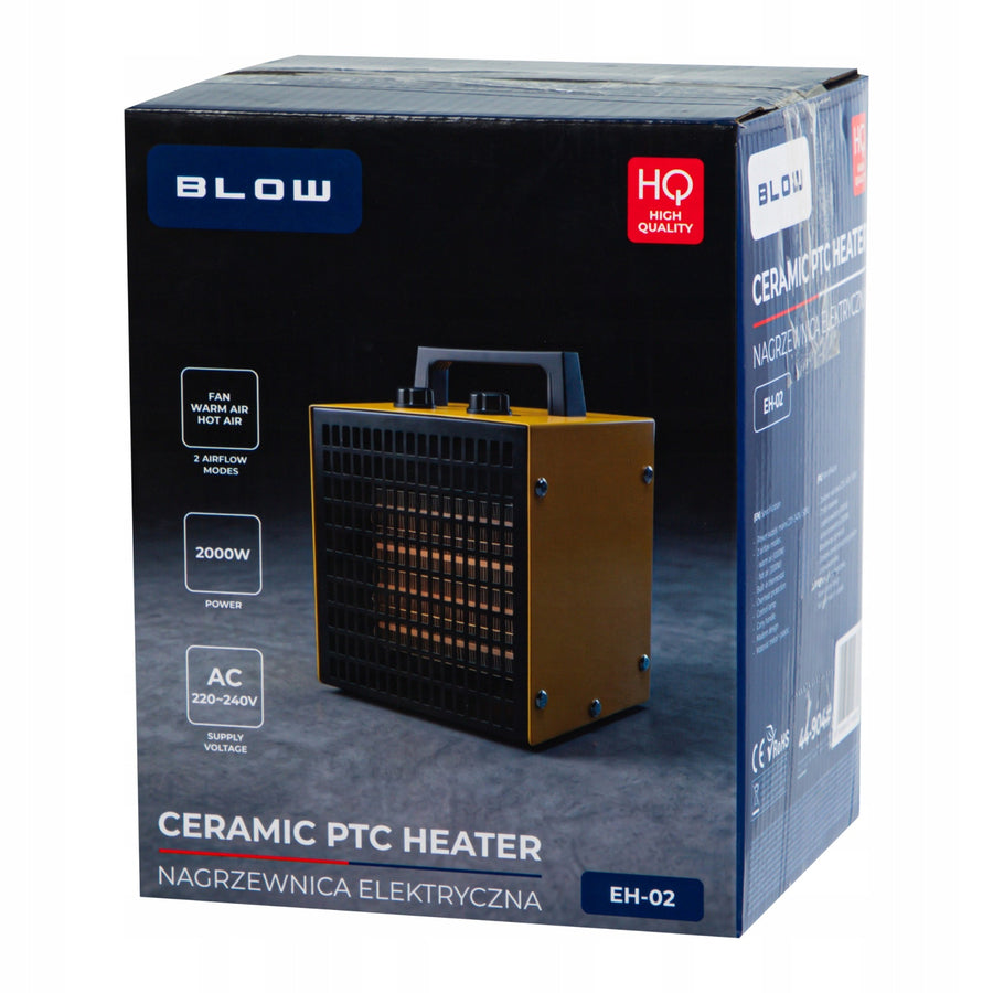 Blow-verwarming, vermogen 2000 W, 2 verwarmingsstanden, instelbare thermostaat, beveiliging tegen oververhitting, 44-904#