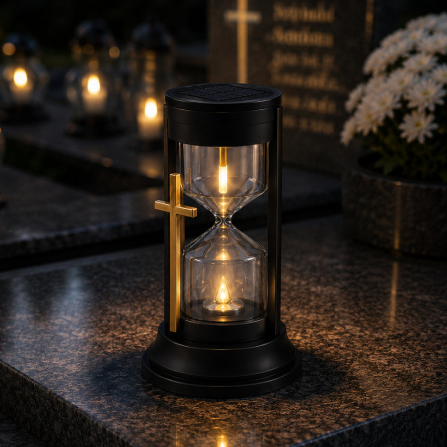 Zonne-energiekaars, Zandloper van de eeuwigheid, LED 0,08 W, levensduur 20.000 uur, maximale lichtsterkte 3 lm, 77199, Znicz-lux, 4 stuks