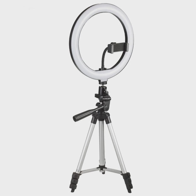 10 "12W LED-ringlicht met statief en Bluetooth-trigger 3 kleuren 10 helderheidsniveaus 10% -100% Instelbare helderheid 160 LED-verlichtingslamp voor smartphonehouder