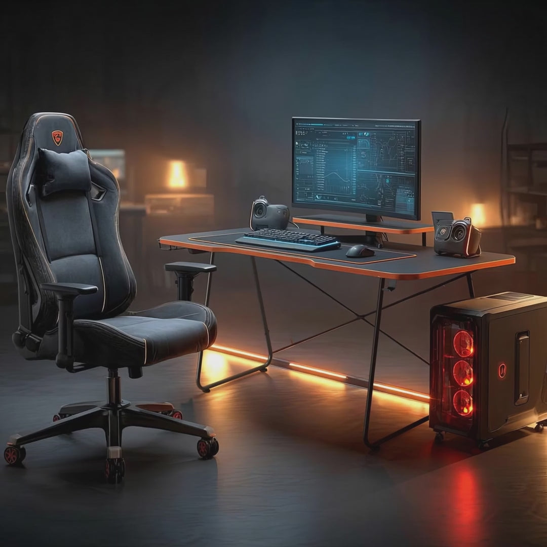 NanoRS - Bureau - Gaming bureau met monitor legbord - max. 50kg, hoogte 850mm, zwart, RS170