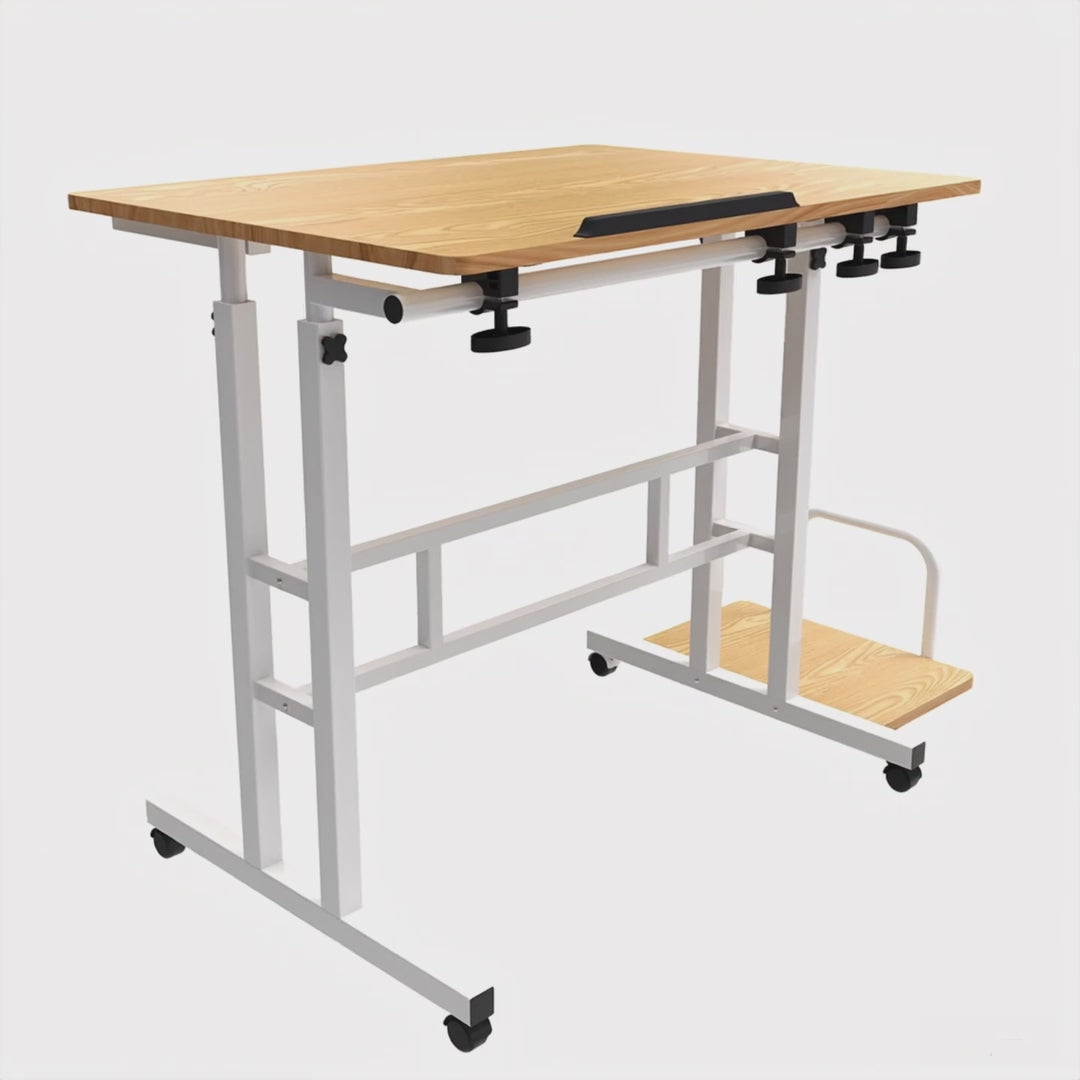 Mobiele laptoptafel Maclean, wit, blad 80x60cm, max. 50kg, hoogteverstelling 67-115cm , MC-124 W