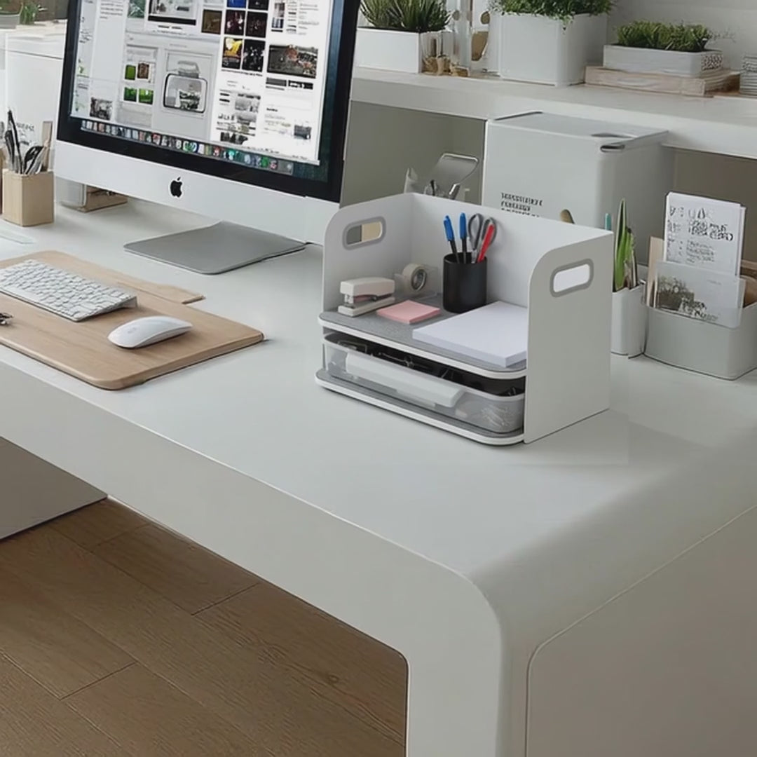 Ergo Office - Bureau-organizer met lade en boekensteun | Bureau-benodigdheden-organiser Bureaulade tot 10 kg Wit