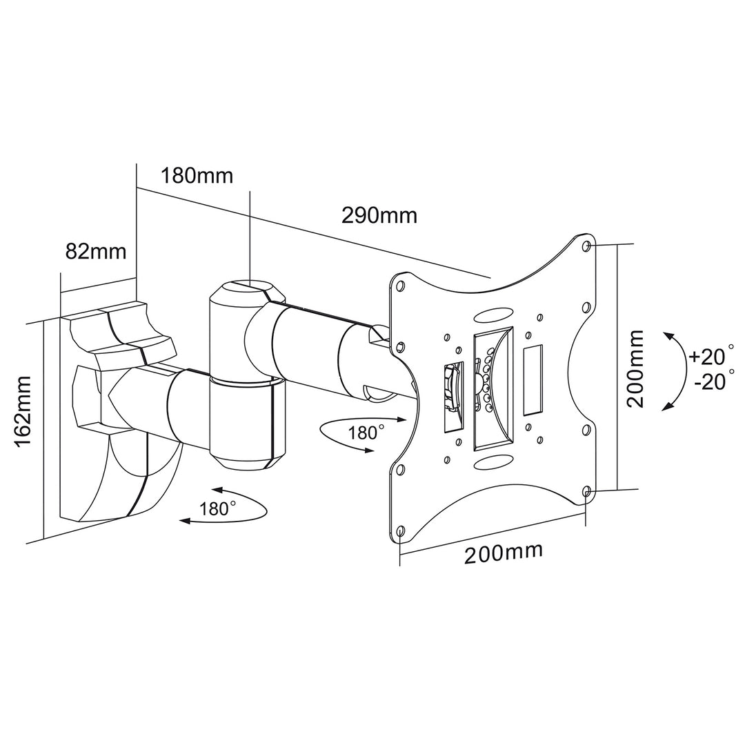 Muurbeugel voor TV, 23- 42 inch, tot 30 kg, Maclean Brackets 8, MC-503B LCD, LED