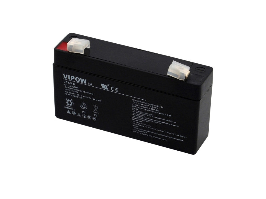 Vipow onderhoudsvrije gelbatterij 6V 1,3Ah, lange levensduur
