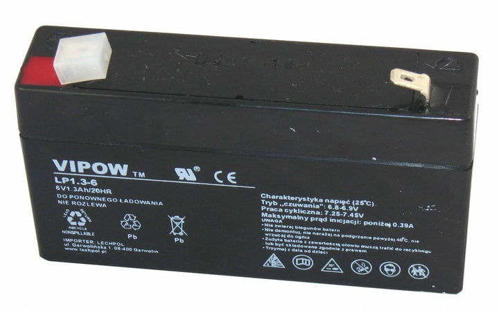 Vipow onderhoudsvrije gelbatterij 6V 1,3Ah, lange levensduur