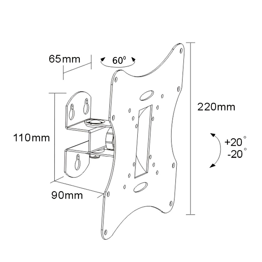 Maclean MC-501A B zwart Beugel voor tv of monitor 23-42 "30kg vesa 200x200