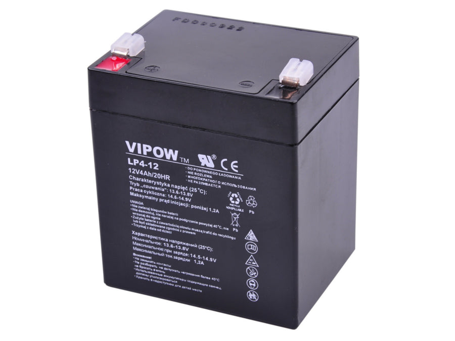 Gelbatterij 12V 4Ah Vipow onderhoudsvrij voor UPS