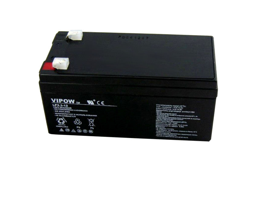 Vipow-gelbatterij, onderhoudsvrij, lange levensduur, 12V 3,3Ah