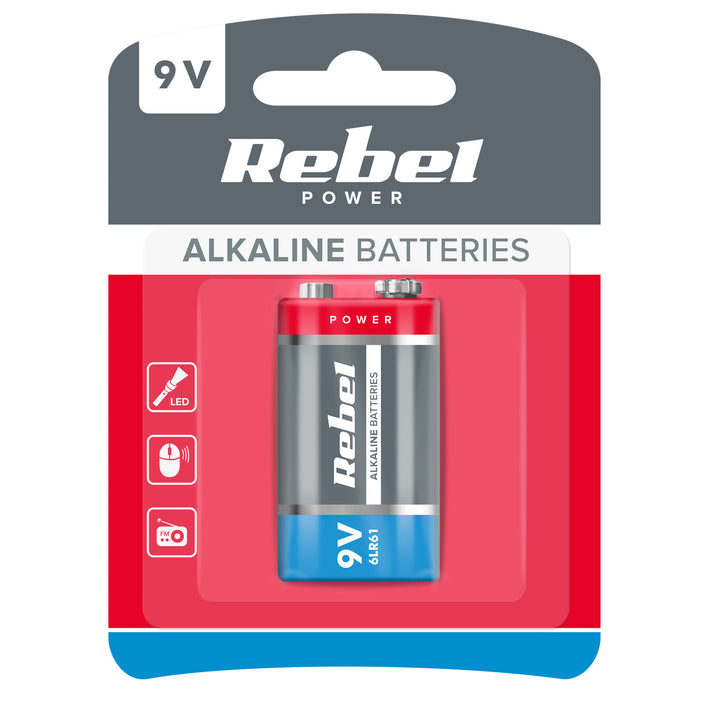R-9V 6LR61 9V alkaline Rebel BAT0062B batterij met lange levensduur