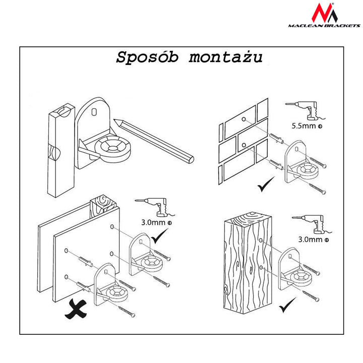 Luidspreker muurbeugel (x2) houder voor speakers Maclean MC-526