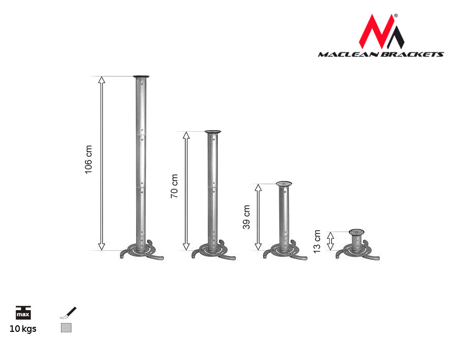 Plafondbeugel voor projectoren beamers MC-517 S Maclean