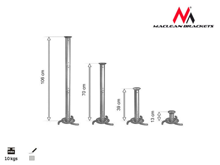 Plafondbeugel voor projectoren beamers MC-517 S Maclean