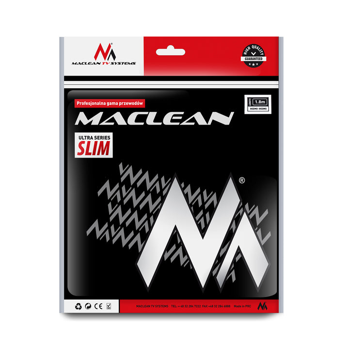 Hoogwaardige audio- en videokabel HDMI-HDMI v1.4 kabellengte 1,8 m Maclean MCTV-524