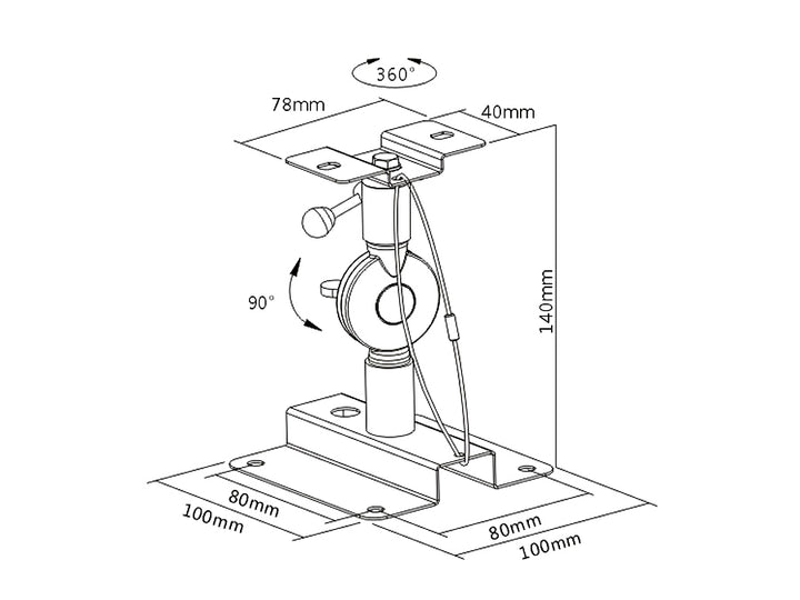 Ensemble de supports muraux pour haut-parleurs 2 pièces Noir Maclean MC-553