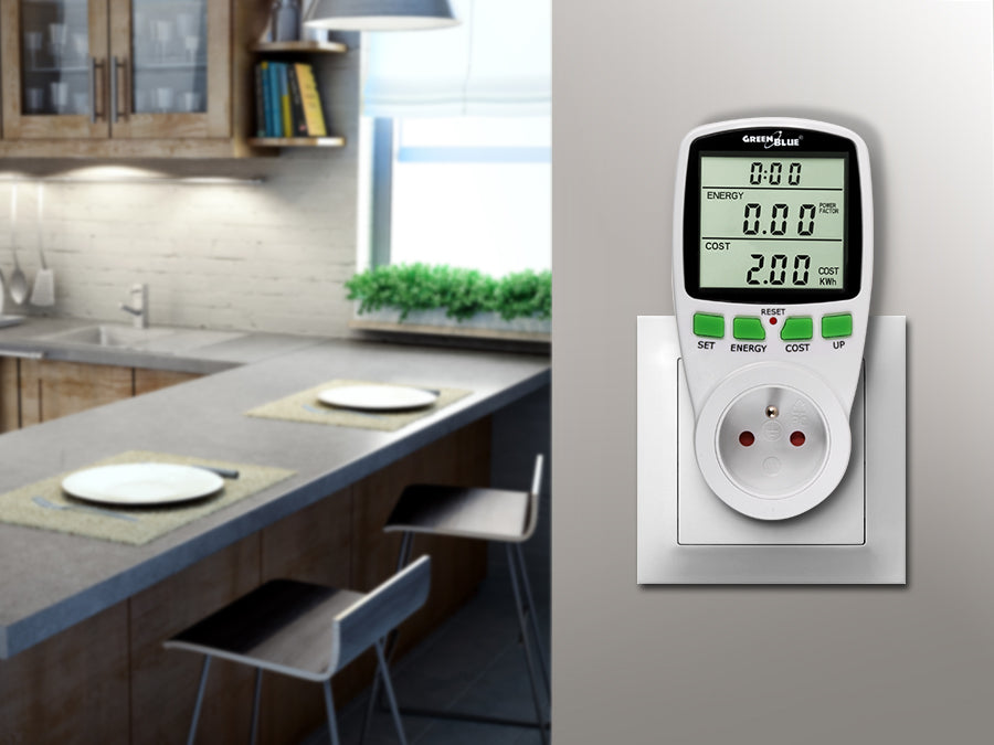 Vermogensmeter Wattmeter display meettijd GreenBlue GB202