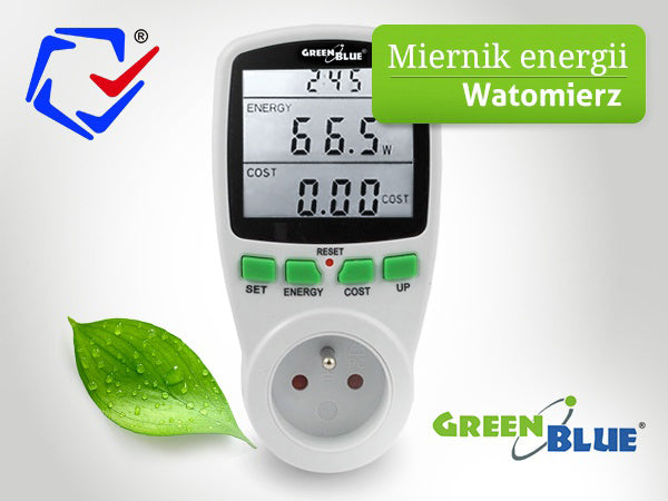 Vermogensmeter Wattmeter display meettijd GreenBlue GB202