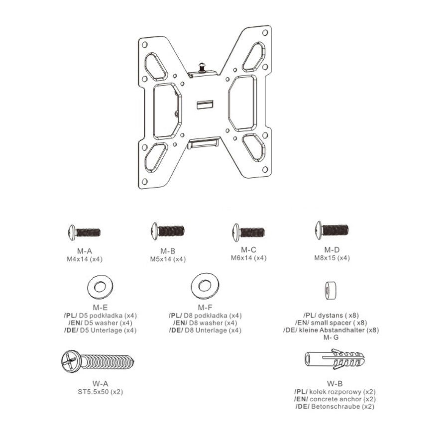 Muurbeugel voor TV LCD LED  23-42'',max. 20kg Maclean MC-597