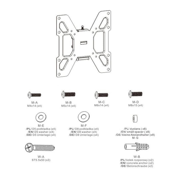 Support mural pour TV LCD LED 23-42'',max. 20 kg Maclean MC-597