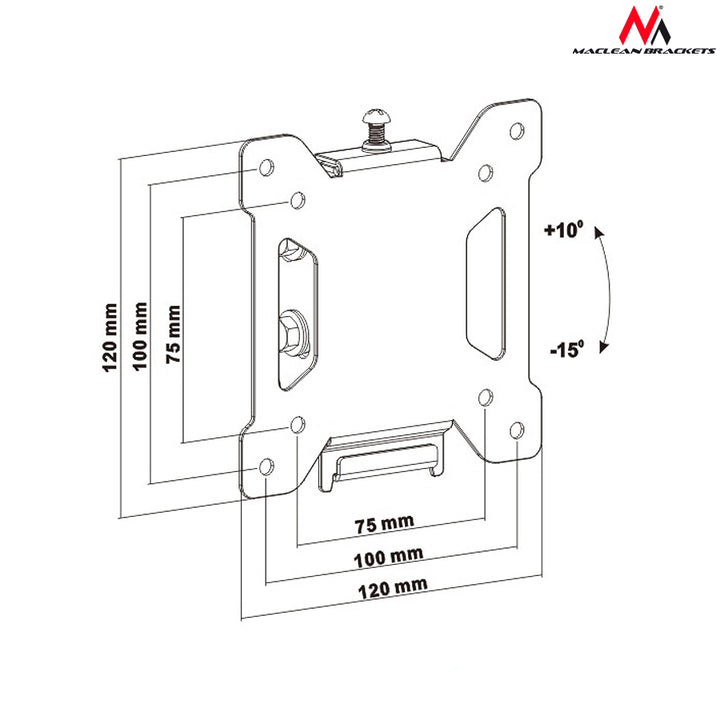 Support mural 13-27" Maclean MC-596 noir 20kg max VESA 100x100