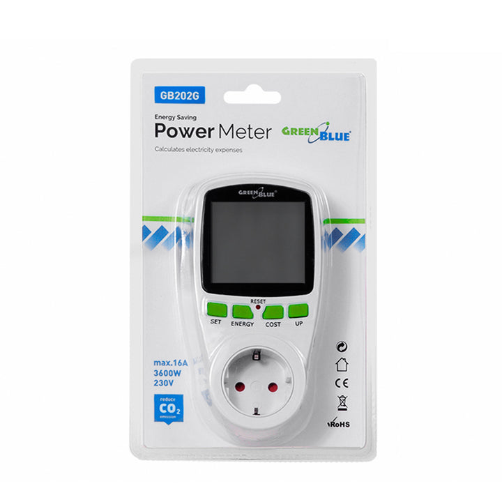 GreenBlue GB202G Energieverbruiksmeter Wattmeter met stopcontact max.16 A 3600W 230V