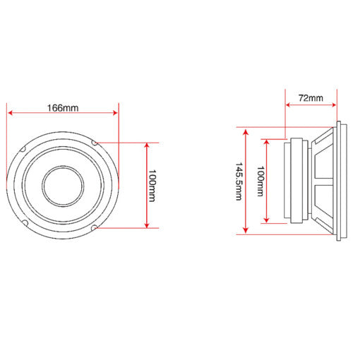 Haut-parleur de voiture A-165 200W 8Ohm 6,5" Coup 1 pcs