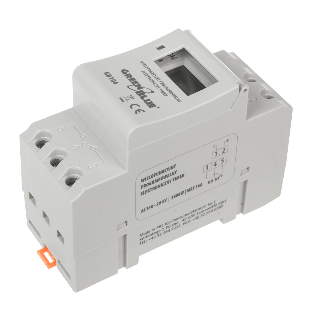 Digitale tijdschakelaar DIN rail 16A GreenBlue GB104