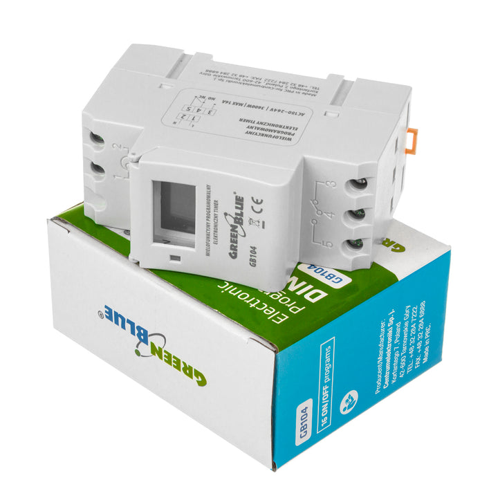 Digitale tijdschakelaar DIN rail 16A GreenBlue GB104