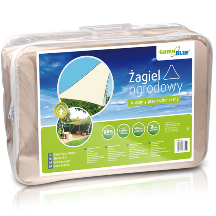 Zonnezeil Schaduwdoek Grrenblue driehoek 5 m Cream