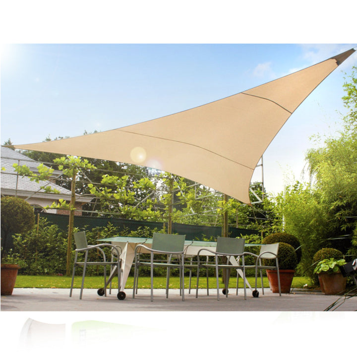 Zonnezeil Schaduwdoek Grrenblue driehoek 5 m Cream