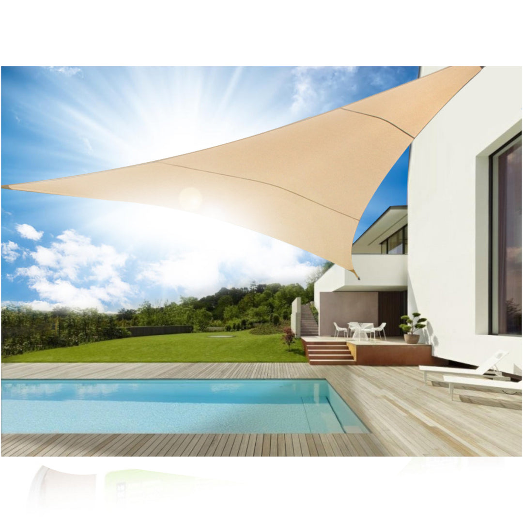 Zonnezeil Schaduwdoek Grrenblue driehoek 5 m Cream