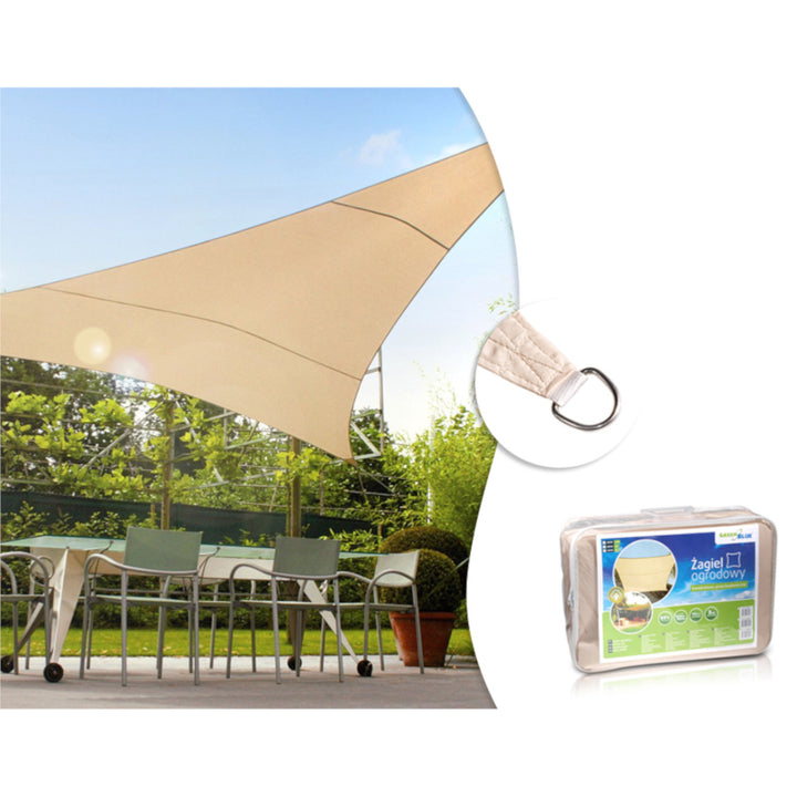 Zonnezeil Schaduwdoek Grrenblue driehoek 5 m Cream
